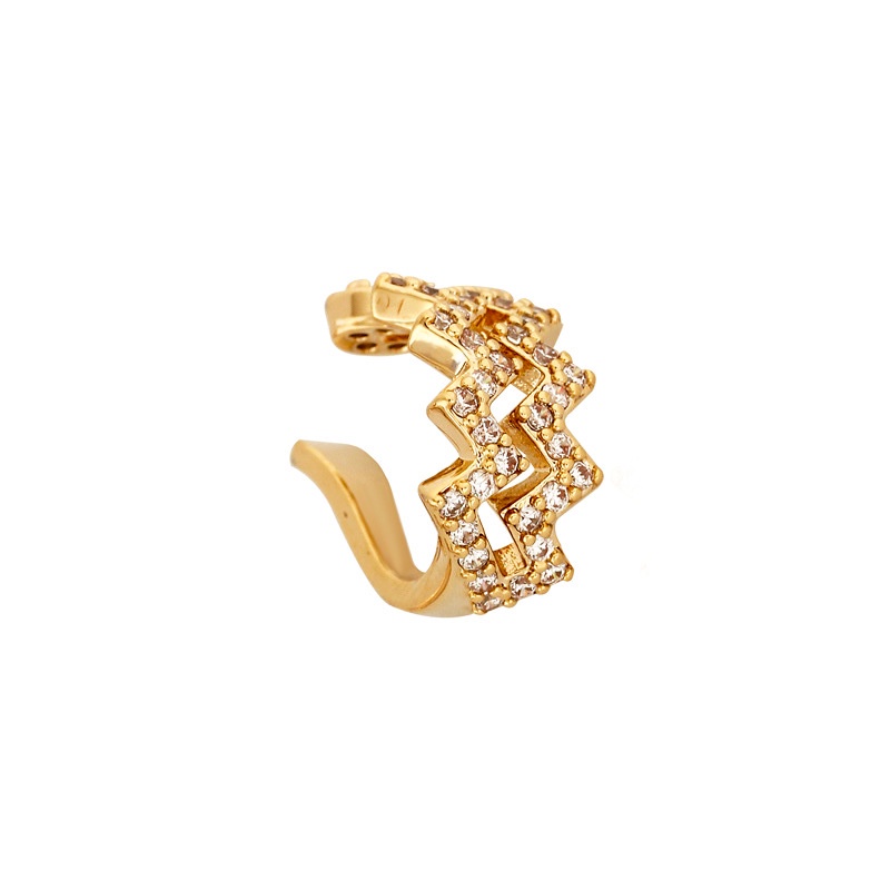 Seri Emas Multi-Gaya Klip Telinga Logam Berbentuk C Mewah Zirkon Anting Klip Mutiara Untuk Wanita Anting Baru Tanpa Tindik Telinga