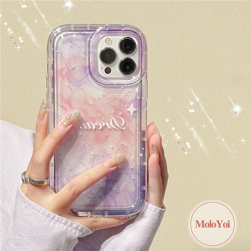 IPHONE Fantasy Tinta Lukisan Langit Berbintang Bintang Bulan Case Kompatibel Untuk Iphone11 14 13 12 Pro Max7 8 6 6S Plus XR X XS MAX Airbag Telepon Lembut TPU Bening Shockproof Back Cover