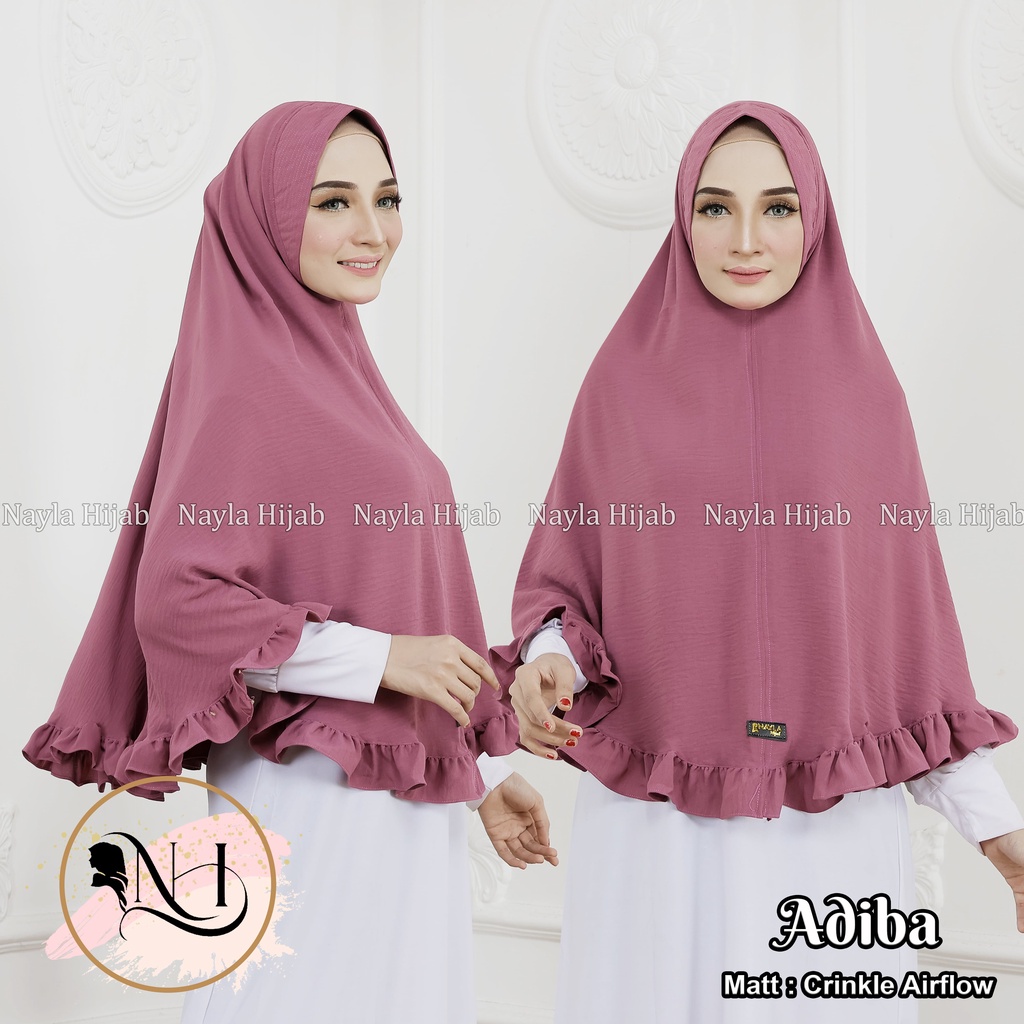 Kerudung Instan Pet Jumbo ADIBA Hijab Instan Crinkle Airflow Jilbab Bergo Syar'i  Nayla Hija'b