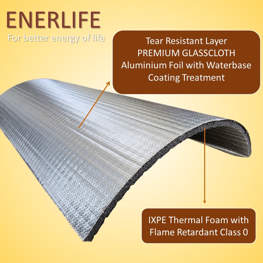 Aluminium Foil Peredam Panas IXPE Foam ENERLIFE PREMIUM Tebal 5mm P-5A1GC