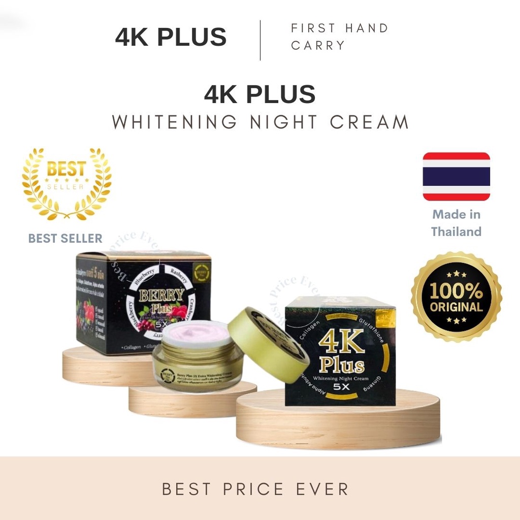 4K Plus 5X Whitening Night Cream | Berry Plus | Goji Berry Original Thailand