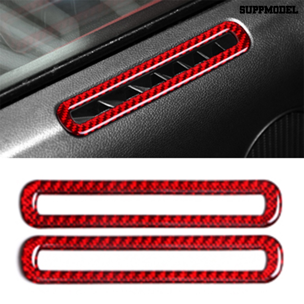 [Dekorasi] 2pcs Air Outlet Sticker Pelindung Tahan Aus Serat Karbon Jendela Mobil Ventilasi Udara Lis Untuk Ford Mustang 2015-2019