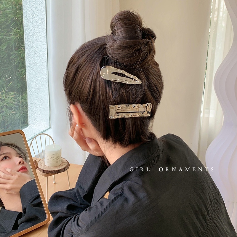 COOL NICHE WAVE GLOSSY SILVER METAL PIN PONI RAMBUT JEPIT RETRO BANGS FRIDGE BESI BOBBY PINS SUMMER HAIRPIN JEPITAN HAIRCLIP HAIR CLIP SNAP HAIRPIN SNAP ELEGAN FRENCH KOREAN STYLE AKSESORIS PITA PIN RAMBUT RIBBON ACCESSORIES