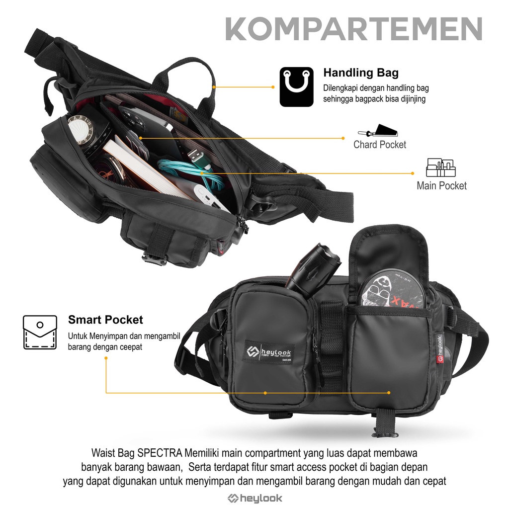 HEYLOOK Project - Tas Selempang Pria Waist Bag SPECTRA Pria Slingbag Waterproof Heylook