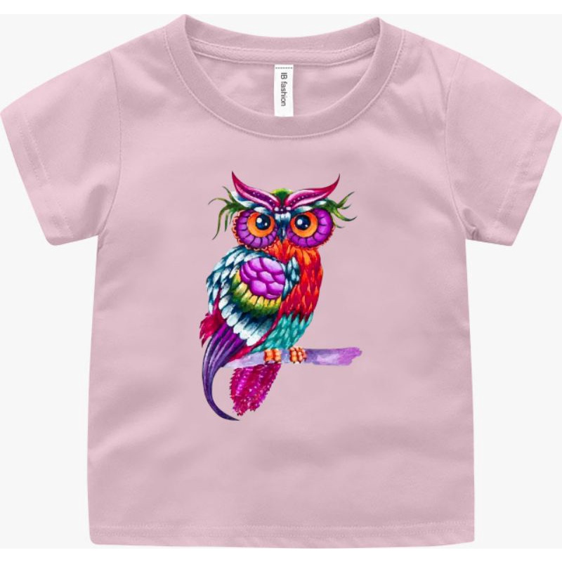 Kaos Anak Unisex Owl burung T Shirt Anak Umur 2 Sampai 10 Tahun Atasan Anak Laki Laki Baju Oblong Anak cewek