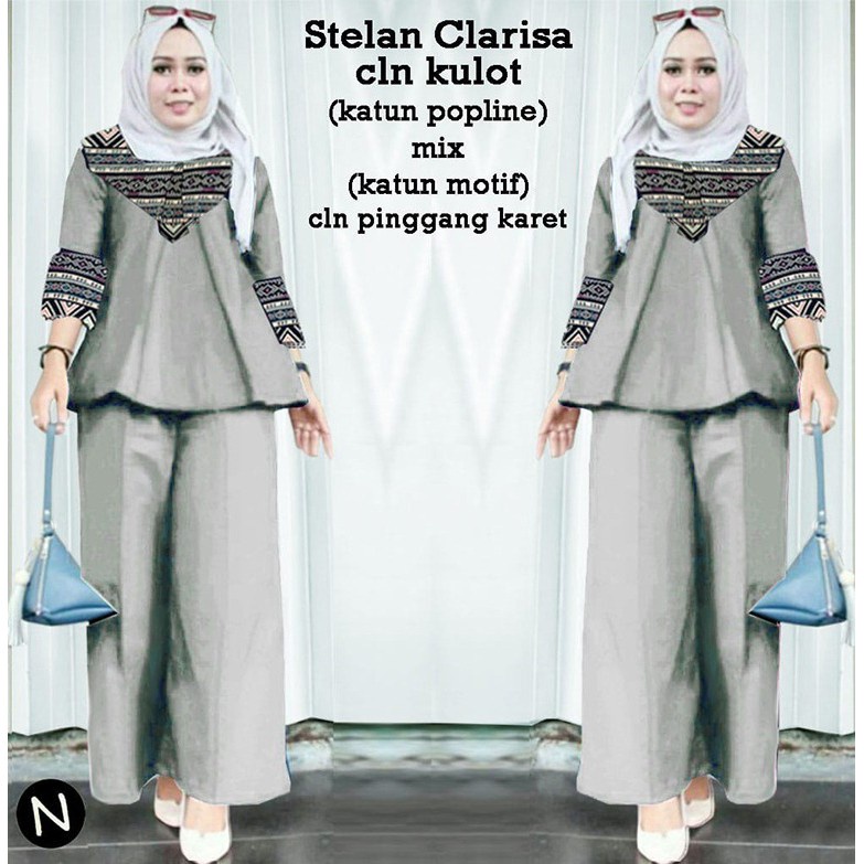 PIK - Setelan Kulot Clarisa XL(9033), XXL(9520), 3XL(9817)/ Pakaian Muslim/ Setelan Muslim/Fashion Wanita