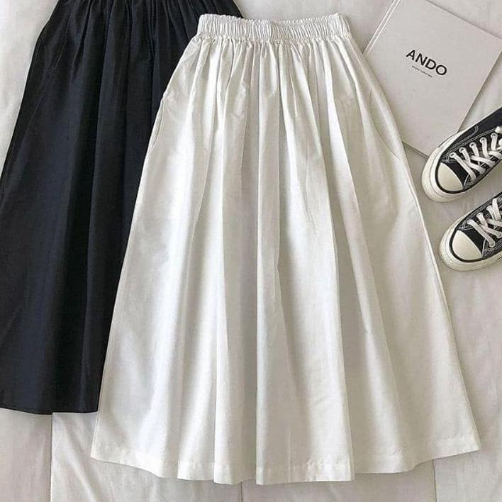 Terlaku.../ ROK JACKLYN SKIRT HS KATUN LINEN PINGGANG KARET Rok Wanita Terbaru 2023 Rok Katun Skirt 