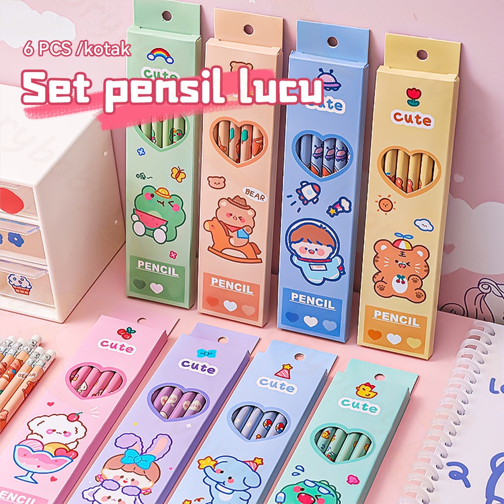 Ivorybaby Pensil set Alat tulis pensil 6pcs Alat tulis sekolah import