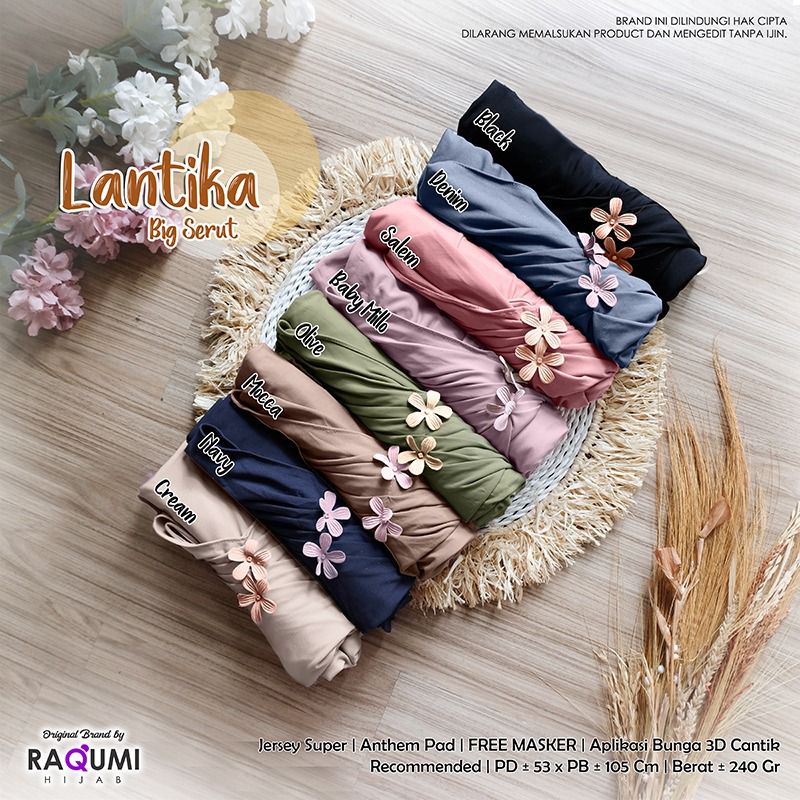 LANTIKA BIG SERUT ORIGINAL RAQUMI HIJAB | RAQUMI SOLO | Jilbab Mustard | Khimar pet | Khimar serut