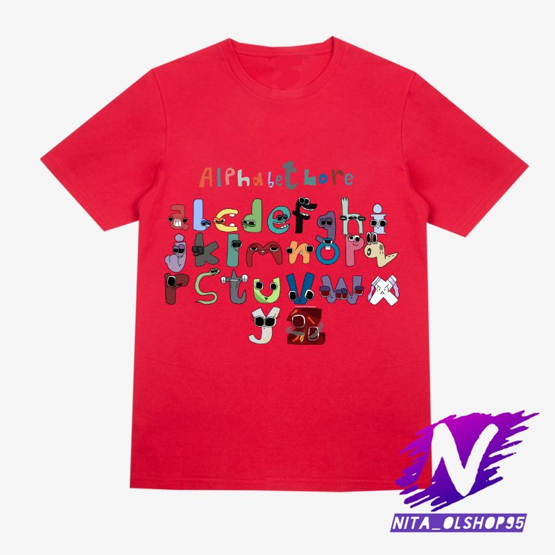 baju anak kaos anak alphabet lore A B C D E F G H I J K L M N O P Q R S T U V W X Y Z