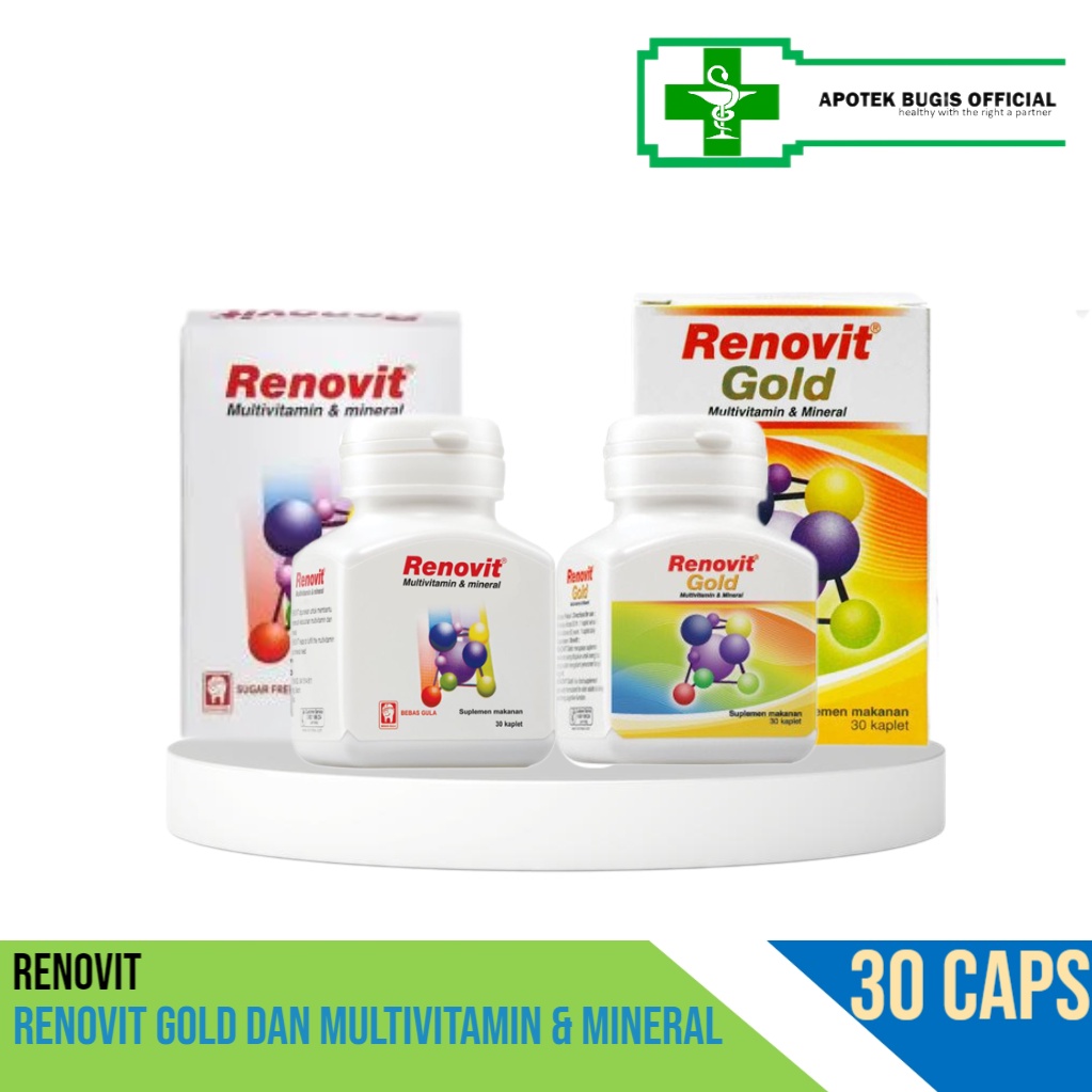 Renovit Gold Multivitamin &amp; Mineral Botol 30 Sehat &amp; Aktif di Usia 50+