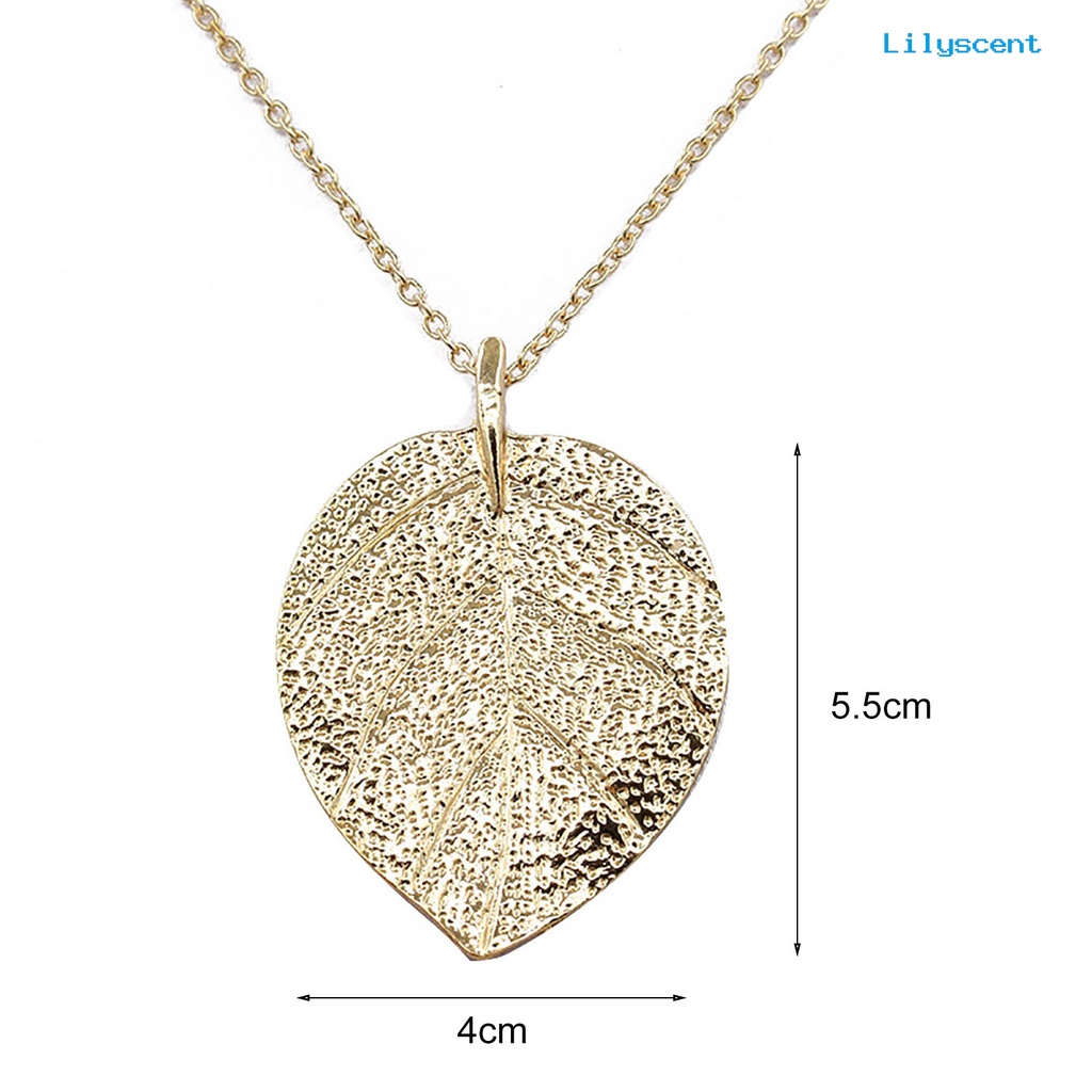 [LS]Chain Elegant Leaf Charm Anggun Tekstur Bening Hias Colorfast Kalung Tanaman Hidup Kekinian