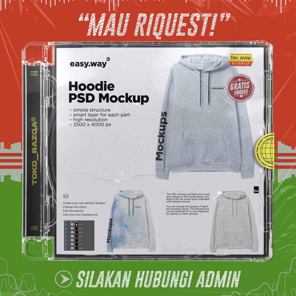 Heather Hoodie Front View PSD Mockup ◖MOCKUP◗