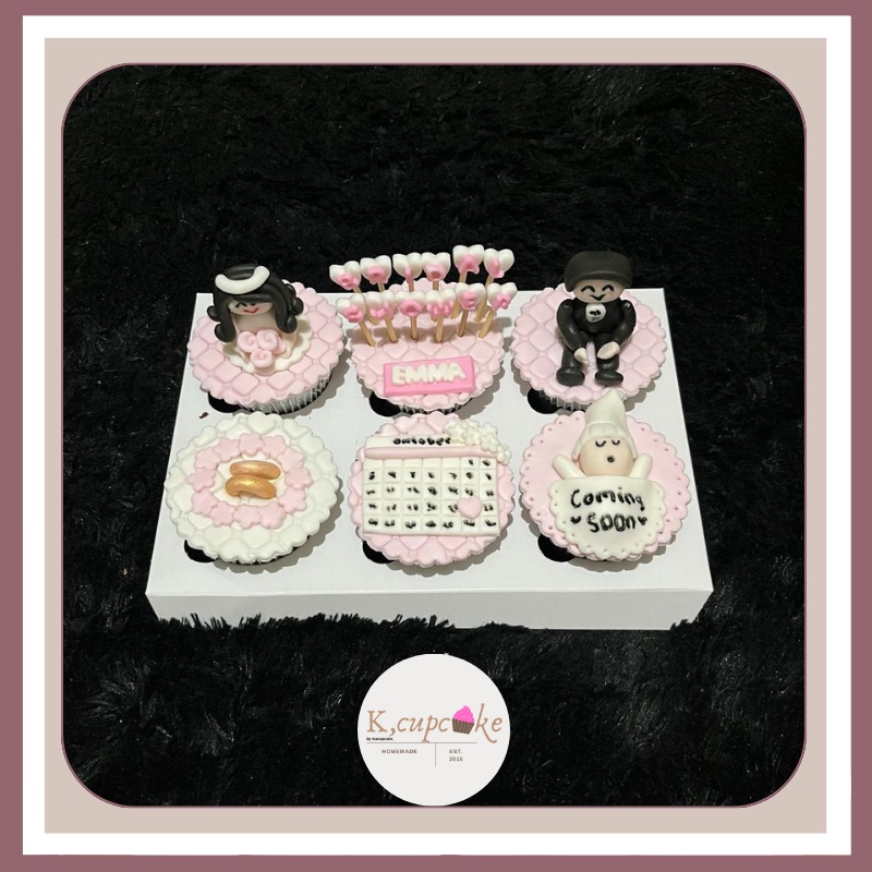 

cupcake custom desain 6cup cupcakes ulang tahun - cupcake bridal shower custom by niacupckes