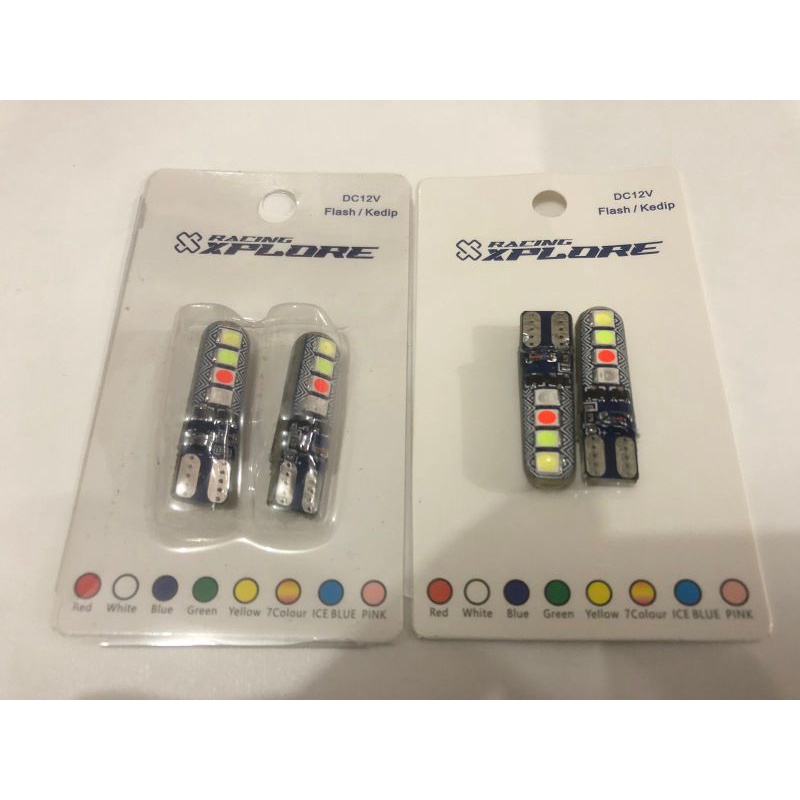 1 BUAH BOLA CUCUK JELLY PELANGI KEDIP RUNNING FLASH LAMPU SEIN JELLY SEN LED T10 8 MATA / PAKET BOHL