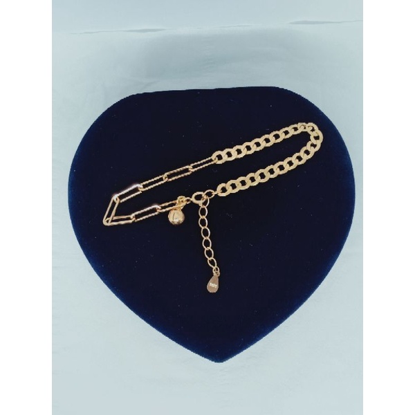 gelang tangan rantai paperclip kombi sisik naga polos+1bel/perak asli silver 935 lapis emas/perhiasan fashion wanita terbaru