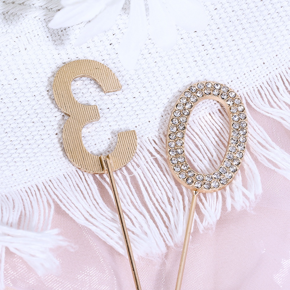 Topper Kue Berlian Imitasi Nomor 0-9 Emas Bertabur Berlian Ulang Tahun Anniversary Pesta Alat Kue Baking Dekorasi Pernikahan