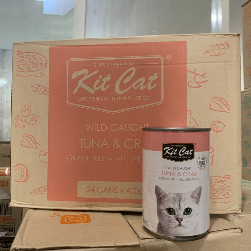 Kit Cat Wet Food Adult 400gr x 1Dus Makanan Kucing Dewasa (Tuna&amp;Crab)