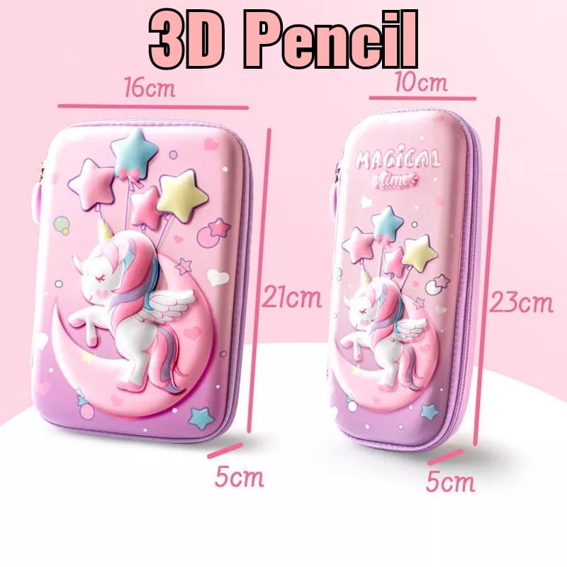 

Kotak Pensil Anak Sekolah Timbul Karakter Import Tempat Pensil 3D Alat Tulis Anak Unisex Dengan Risleting Motif Lucu