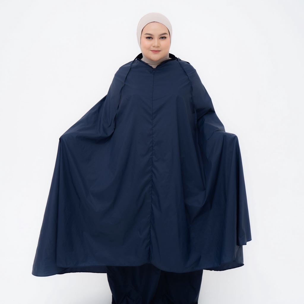 ALIF MUKENA MINI PARASUT PREMIUM KOREA TRAVEL JUMBO - NAVY PEONY ( JMB-023 )