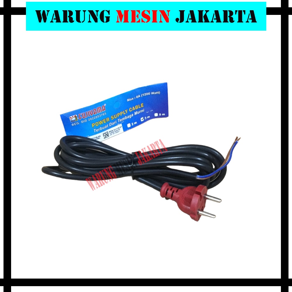 Fujiyama Kabel Mesin 2X0.75mm 3 Meter FULL Tembaga - Kabel Power - Kabel Listrik Mesin