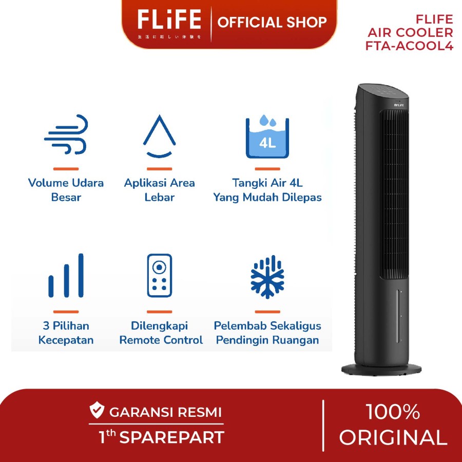 FLiFE by GREE Tower Fan Air Cooler - Kapasitas 4 Liter - Model FTA-ACOOL4