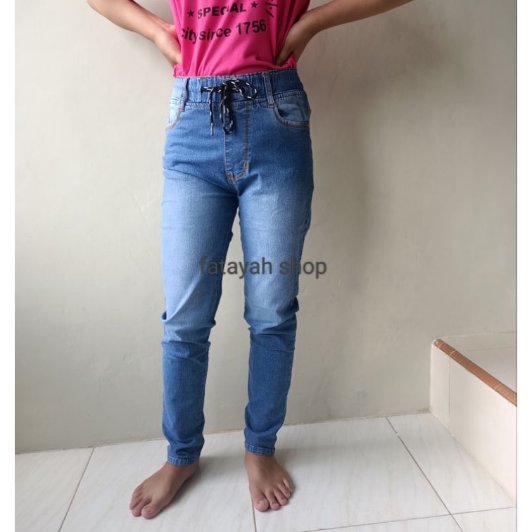 Celana Jeans Wanita  ABG Skinny Strecth pinggang Karet