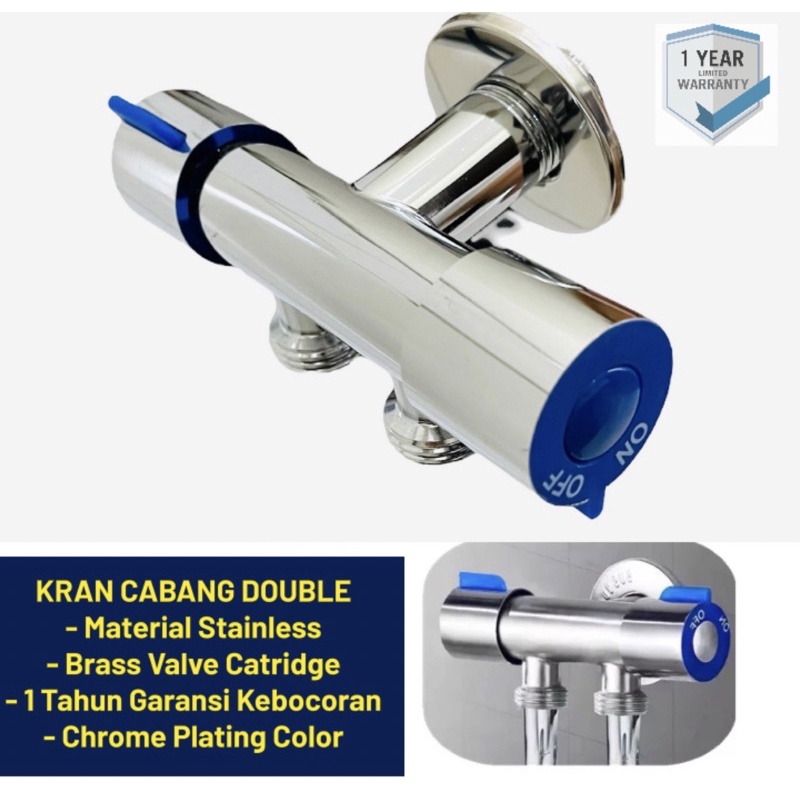 Kran Cabang Shower Mandi Bidet Toilet Chrome - Stop Kran Crome SS304 - Kran Jet Shower