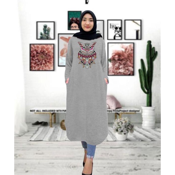 Tunik wanita DTF OWL BATIK/ tunik murah / tunik kekinian / tunik panjang / tunik import / tunik jumbo