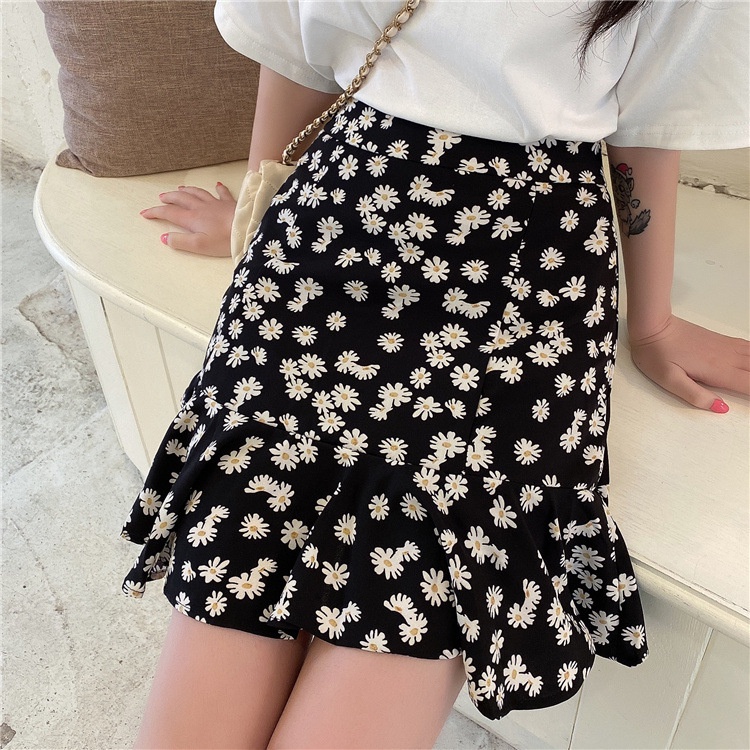 MOOGU ♡ Rok pendek daisy chiffon mini rok fashion dres wanita