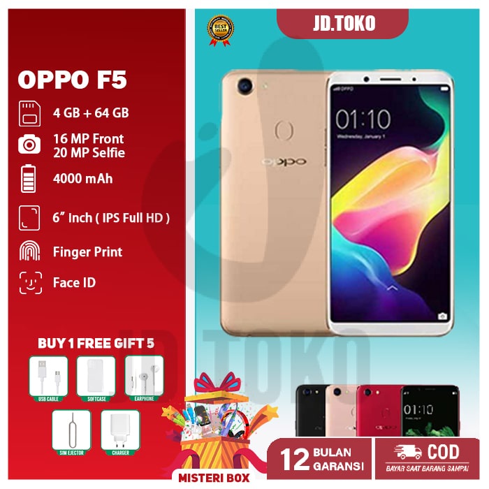 hp oppo F5 ram 4/64 4G LTE smartphone dual sim garansi 1 Tahun termurah