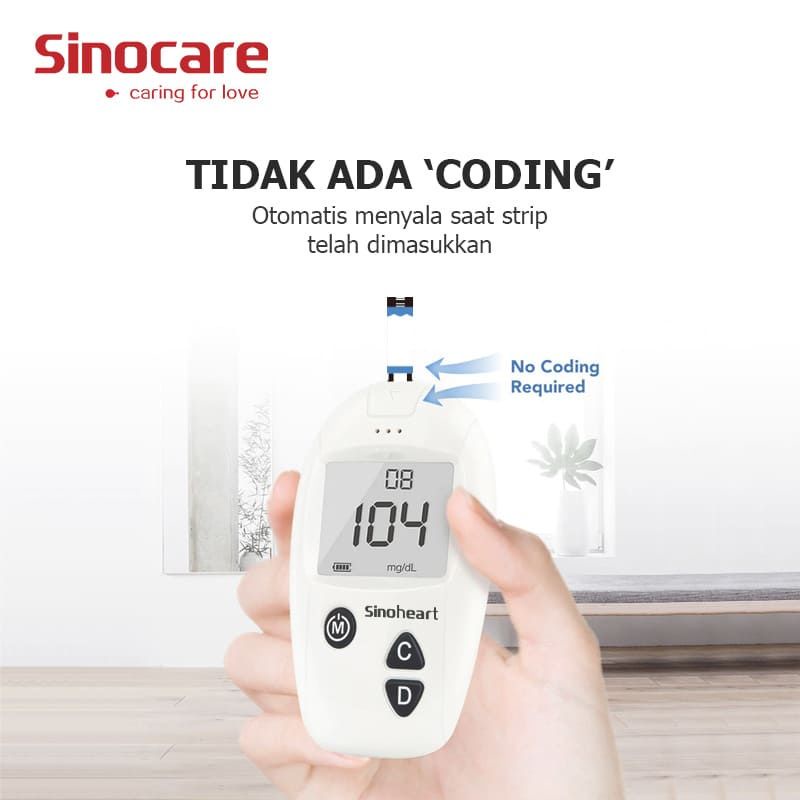 (Garansi 1 Tahun) Sinocare Alat Cek Gula Darah Sinoheart Safe Accu Sinocare Original