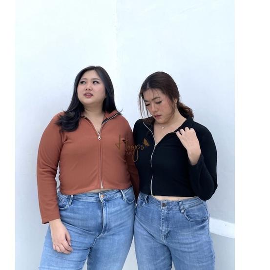 Murah Caliny Zipper Top ( Atasan Jumbo / Top BigSize / Top Premium / Atasan Bigsize / Crop Top BigSi