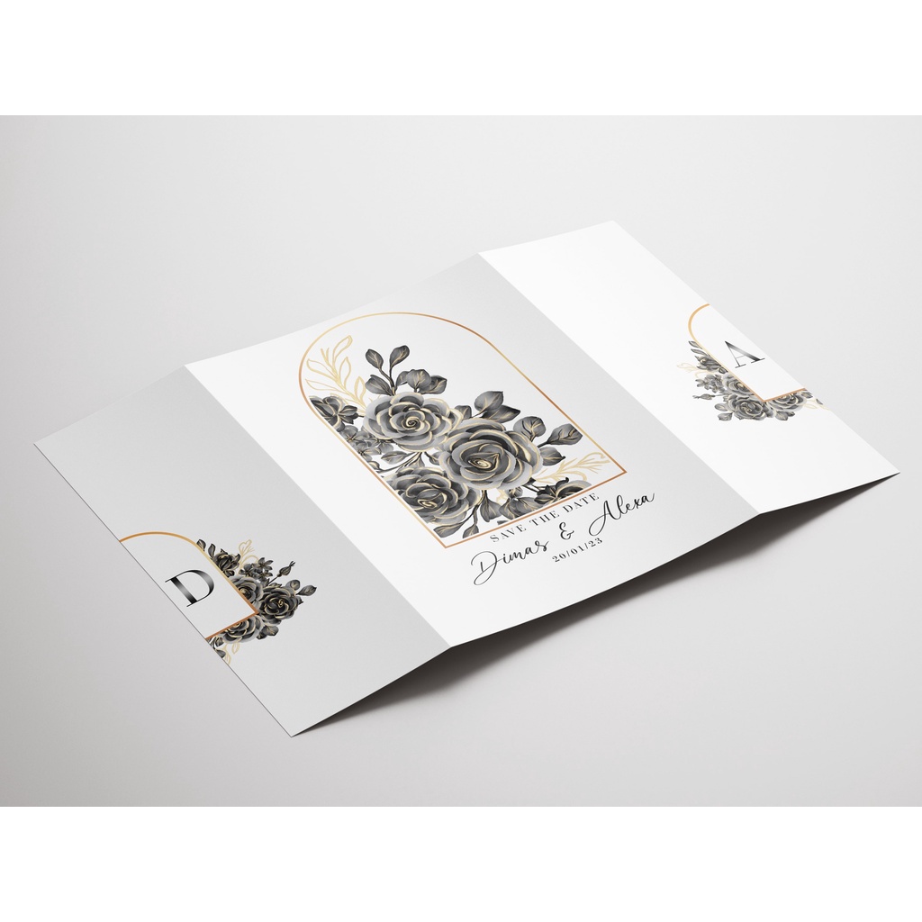 Undangan Pernikahan Aesthetic Rustic Minimalis Lipat 3