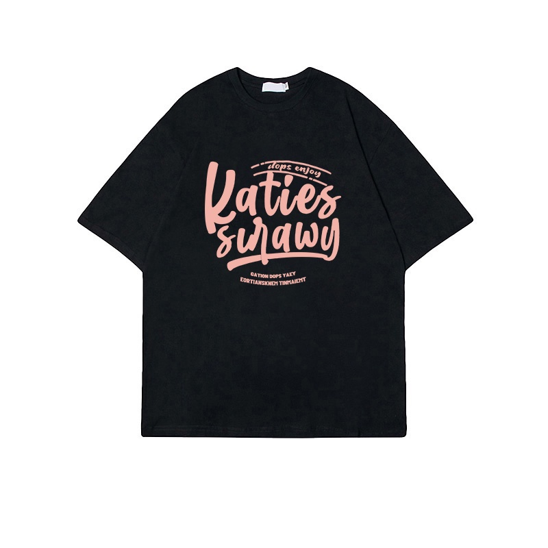 [chaoo.id]Ootdsupply Baju Oversize Kekinian American Retro Lengan Pendek Letter Graffiti Print T-shirt Basic Toffe Kaos