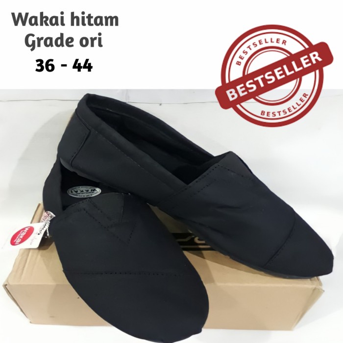 [Cristal35] SS6 SEPATU WAKAI FULL BLACK Original Premium TERBAIK