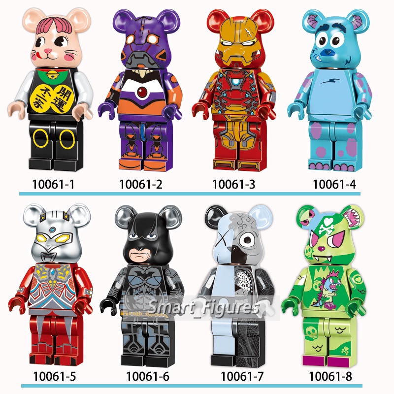 Bear Set 8jenis Minifigures Iron Man Bear Semangka Beruang Hip-hop Beruang Mainan Hadiah Mini Angka Brickbear