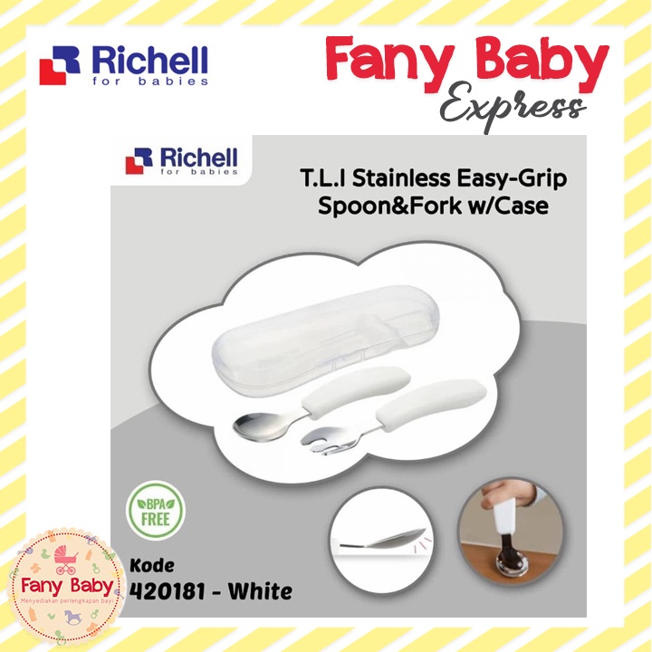 RICHELL TLI STAINLESS STEEL EASY-GRIP SPOON &amp; FORK WITH CASE / R-420179/80/81