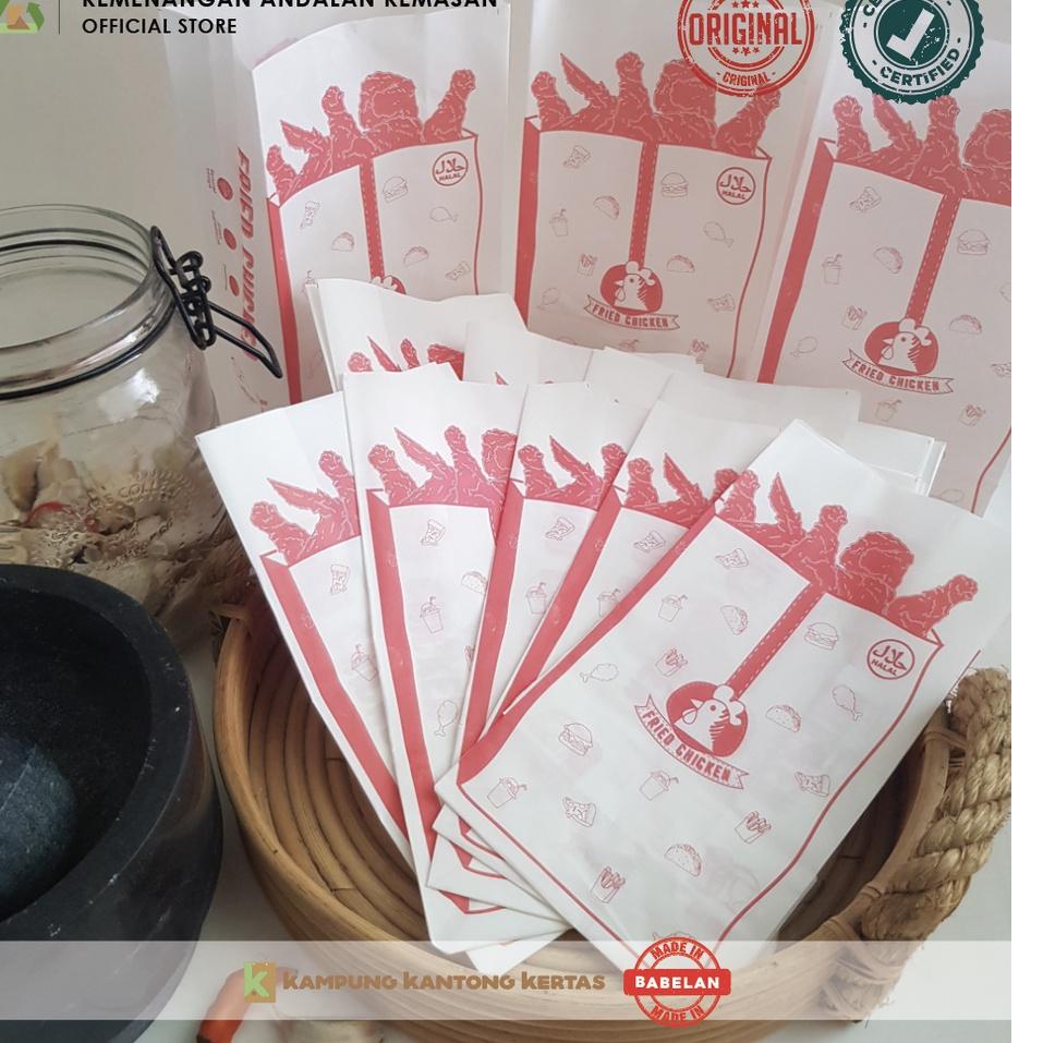 

HOT Kantong Fried Chicken , Kemasan Fried chicken, Kantong Kertas Fried Chicken, Bungkus Fried chicken 1 pak @100pcs