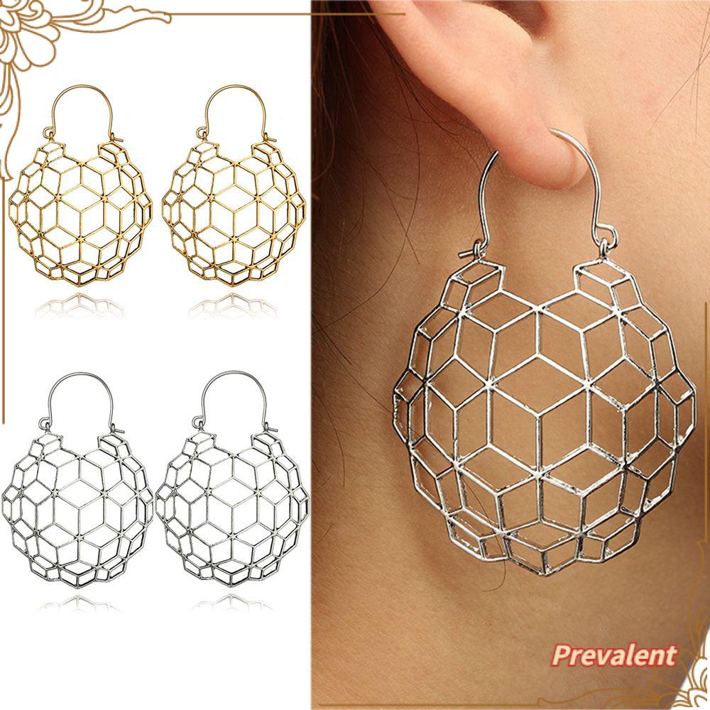 PREVA Honeycomb Earrings Women Antique Tribal Ear Studs