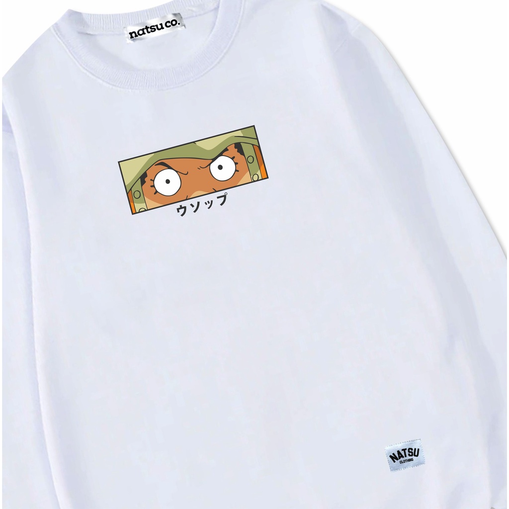 natsu.co Sweater Crewneck Pria Wanita Anime Japan One Piece Usop White Putih