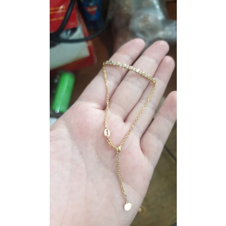 gelang tangan rantai listring mata putih emas asli 375 mewah elegan korea