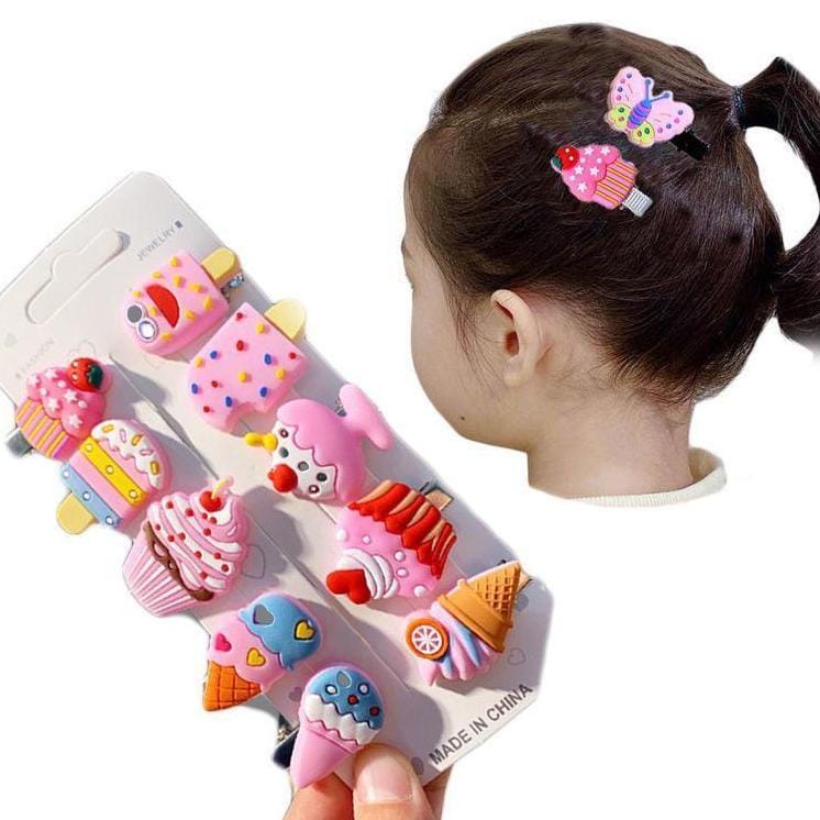 ( FY ) Jepit Rambut Korea Anak Set 10 In 1 Model Kartun Hairpin Rambut Anak Perempuan HairClips Import Real Pict