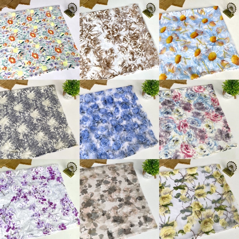 Kain Kaca Organza Organsa Organdi Organza Motif 3D Kode A