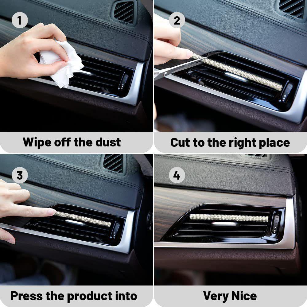 POPULAR 3pcs Strip Dekorasi Outlet Udara Dekorasi Interior Mobil Bahan PVC Pelindung Bentuk U Untuk Dekorasi Mobil Untuk Ventilasi Ac Mobil