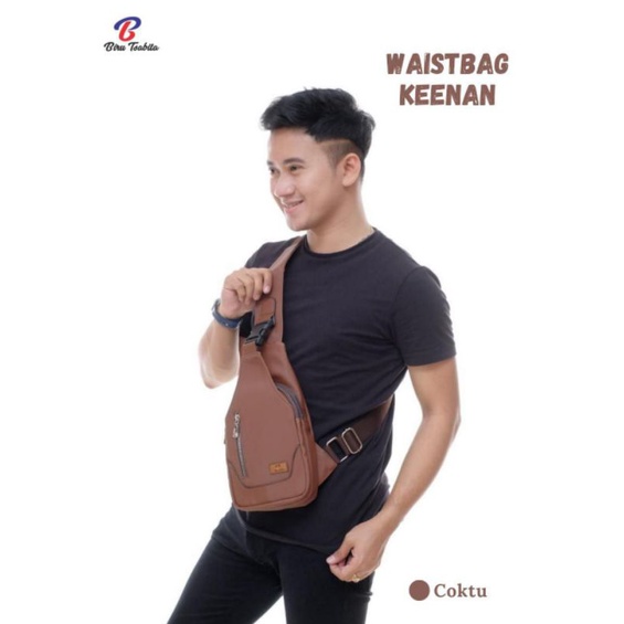 WAISTBAG KEENAN BY BIRU TSABITA BAHAN CHOCOLY ANTI AIR PREMIUM WATERPROOF WAISTBAG PRIA