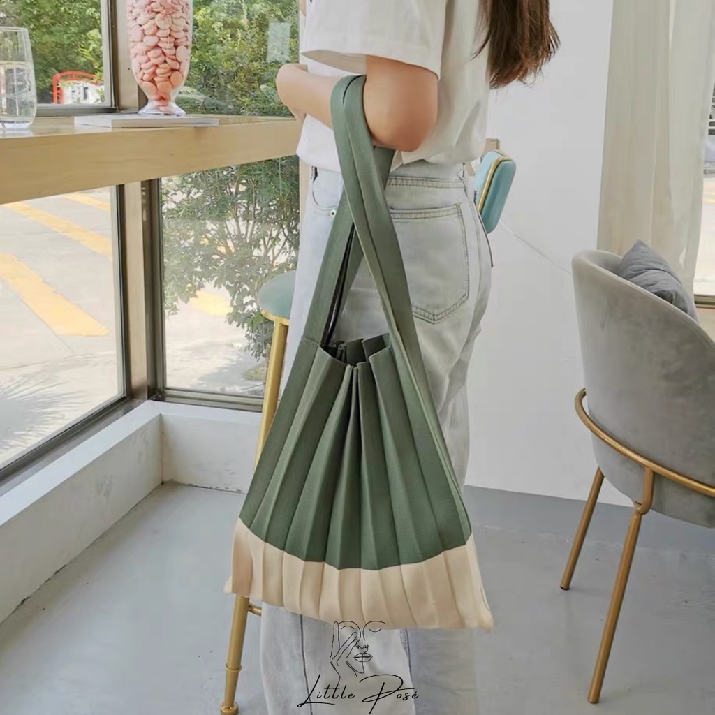Tas Pleats Rajut Korea Pleated Tote Knit Hand Bag