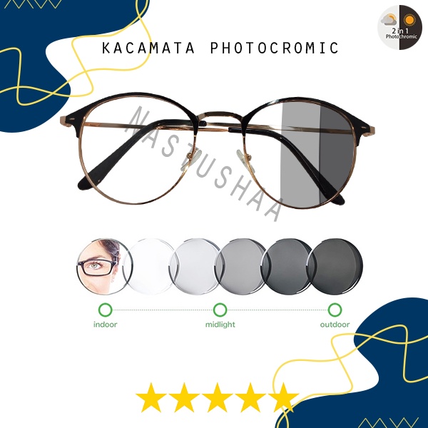 Kacamata Photocromic Korea / Anti UV 2 In 1 Potokromik Photochromic Wanita Pria Bingkai Oval Kekinian Unisex NOCASE