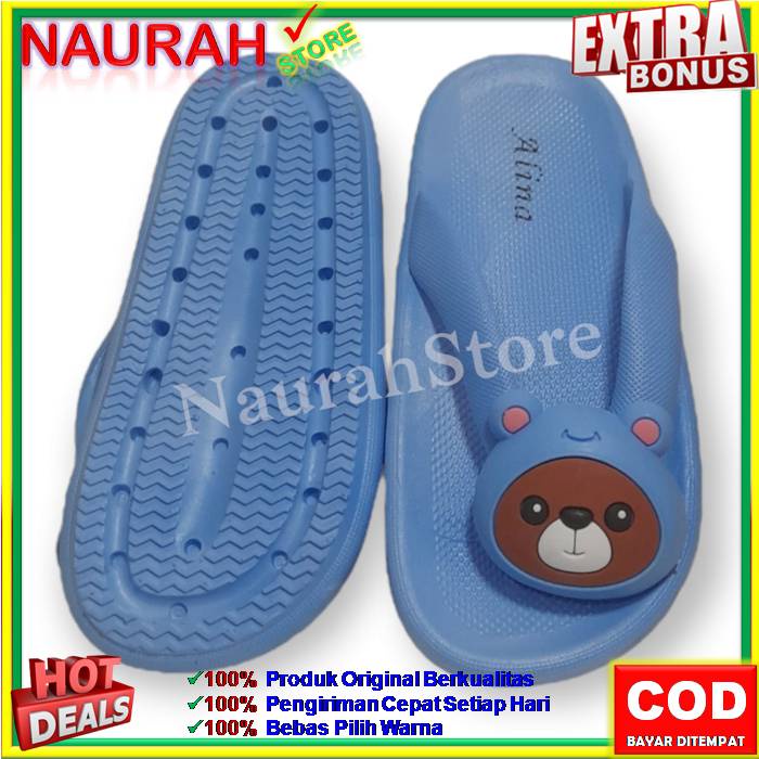 SANDAL JEPIT ANAK ALINA 208 A1 SENDAL JEPIT ANAK KARAKTER BEAR  100% ORIGINAL KUALITAS IMPORT JELLY RUBBER ANTI SLIP NYAMAN EMPUK