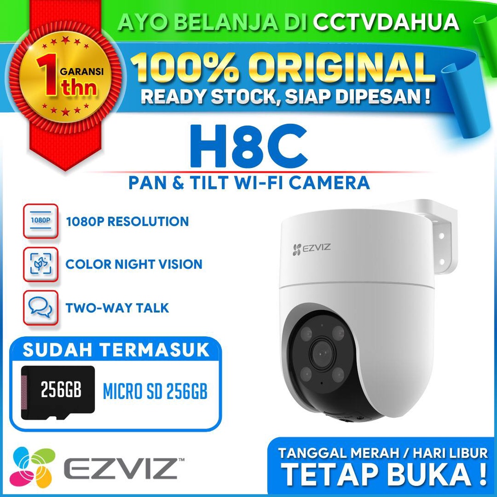 EZVIZ H8C 1080P FREE MICRO SD 256GB PAN TILT IP CAMERA GARANSI RESMI 1TH